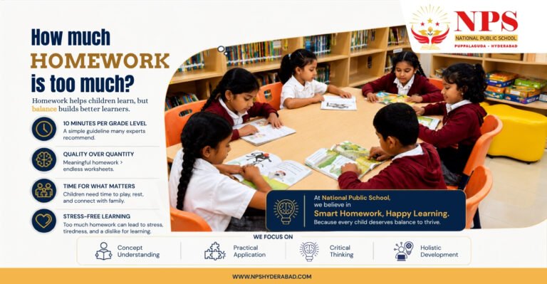 Child doing homework - National Public School Puppalaguda