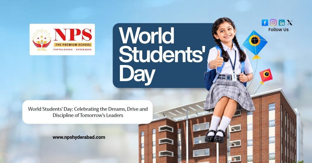 NPS Puppalaguda students celebrating World Students’ Day on campus in Hyderabad