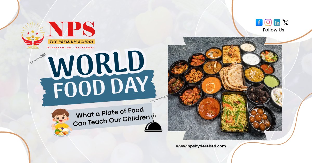 Parent and child sharing a meal at home on World Food Day, NPS Puppalaguda Hyderabad